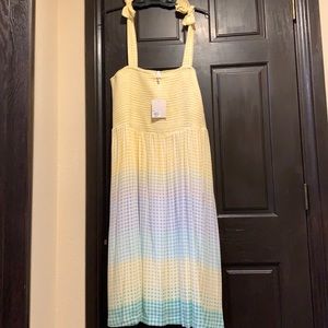 Loren Conrad Smocked Rainbow Love Dress